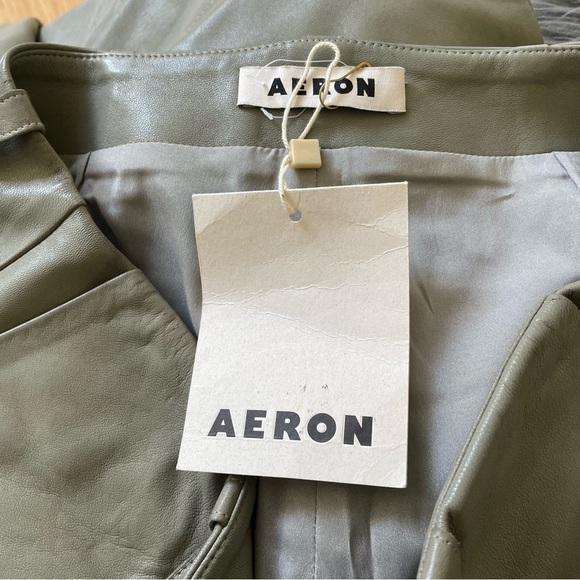 AERON Faux Leather Green Flare Leg Bootcut High Rise Pants NWT Sz HU 36/US Small - Picture 5 of 11